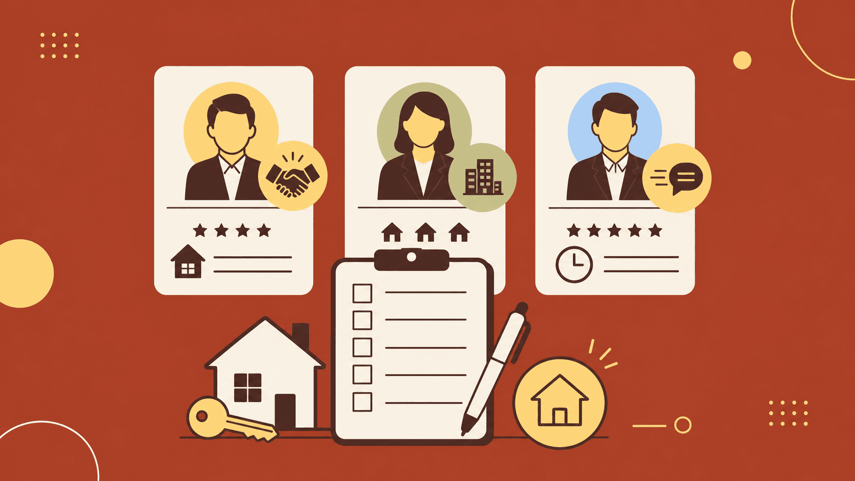 Illustration of a home seller asking a property agent questions before signing an exclusive agreement